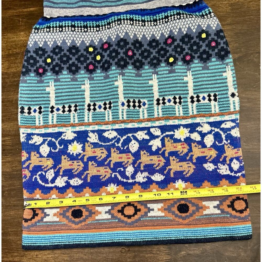 Anthropologie HWR Women Wool Alpaca Stretch Skirt Fair Isle Aztec Print Sz S - Picture 3 of 6